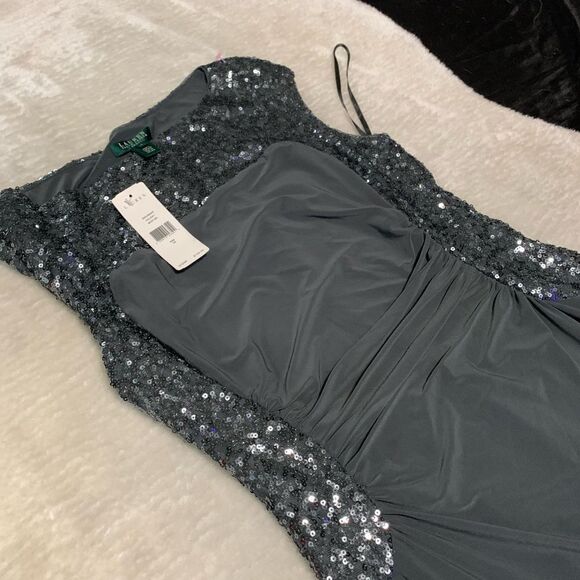 New Lauren Ralph Lauren Womens Holiday Sequin Mrcry Shn Gray Dress $159 - Picture 3 of 7